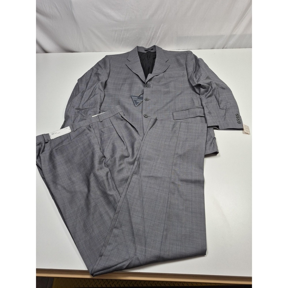 Due Per Due Suit Mens 46 Gray Wool Plaid 2 Piece 39x36 Zegna Italy NWT FLAW
